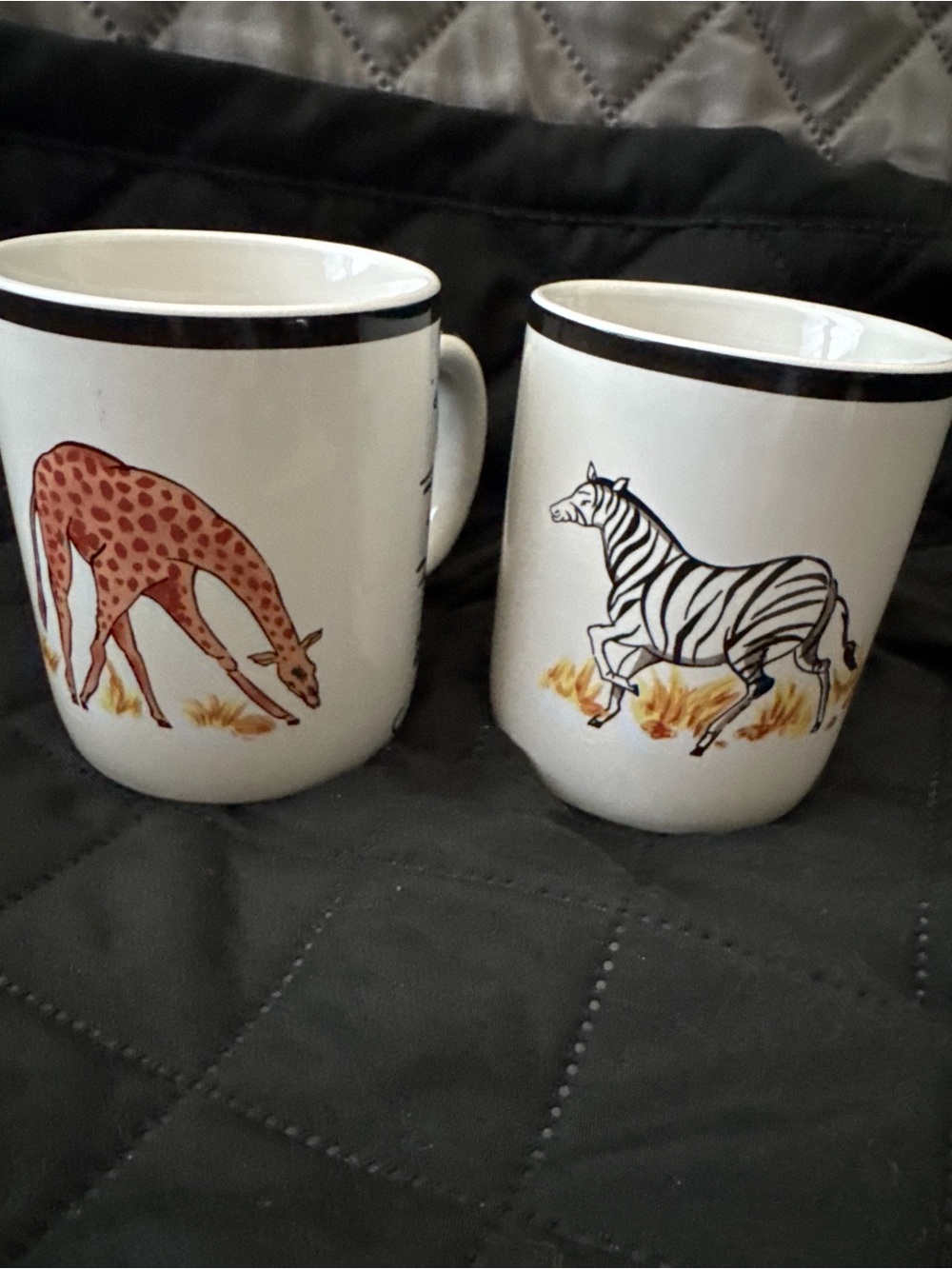 White stoneware Safari Animal Mugs - Set of 2